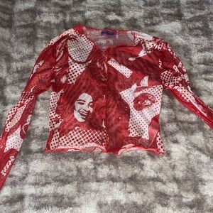 EDIKTED see through red long sleeve